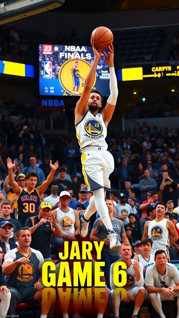 Steph Curry shooting a three-pointer during Game 6 against the Boston Celtics.